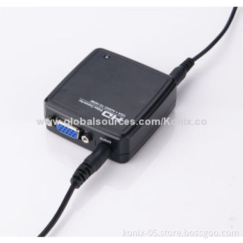 Audio three port VGA + audio to HDMI converter box for family